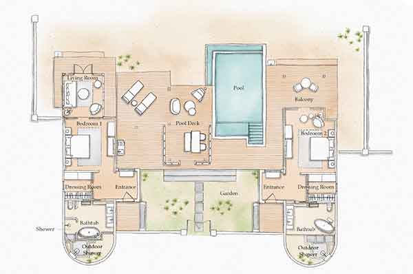 Mapa de la Beach Villa familias con niños en familia